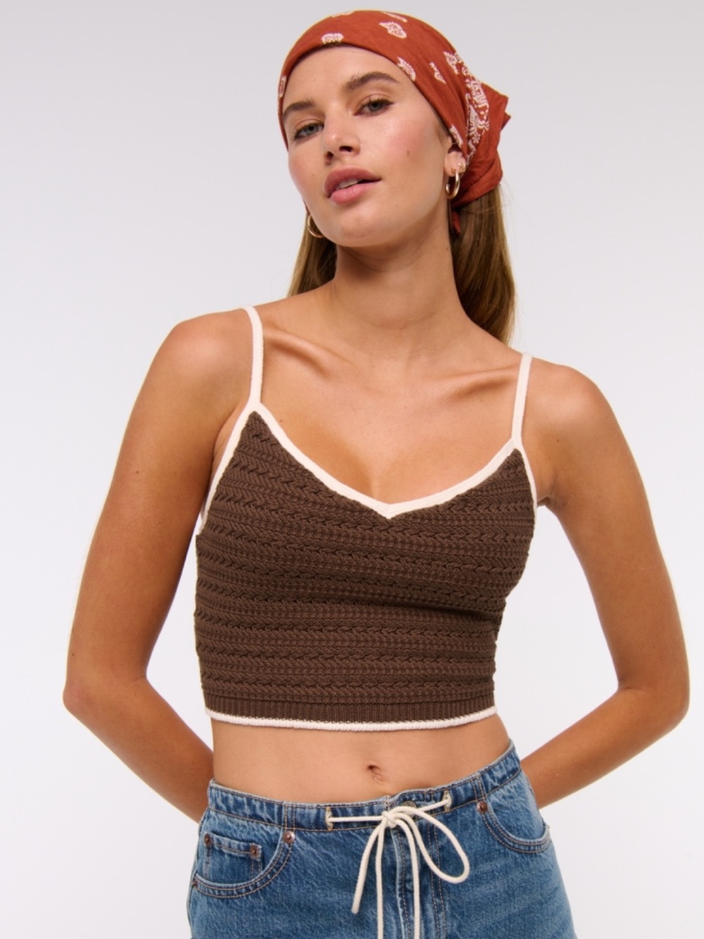 Abercrombie and Fitch Crochet-Style Bra Top Brown Small NWT
